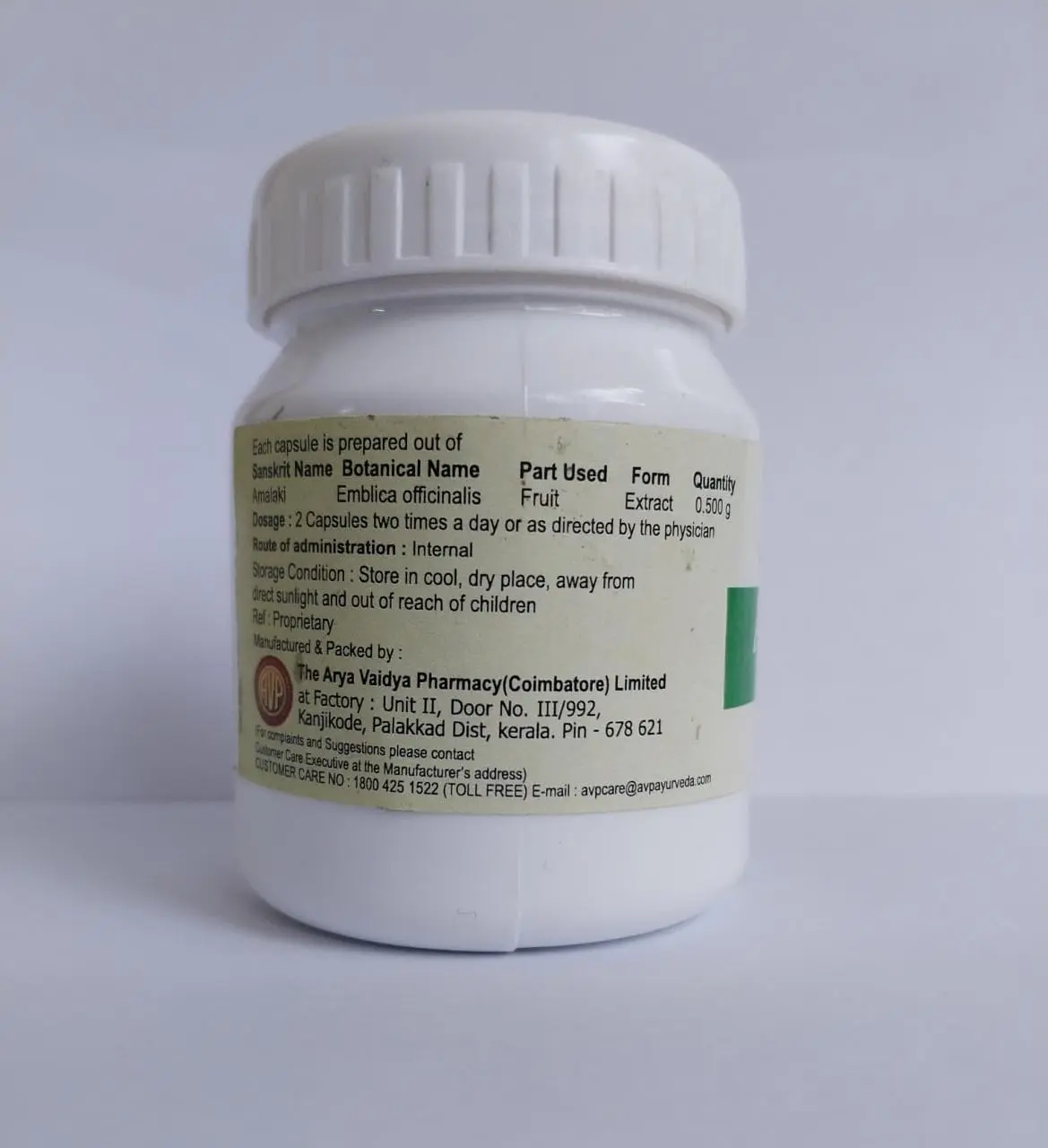 Amalaki Capsule 30 Nos Container - AVP Ayurveda - Image 2