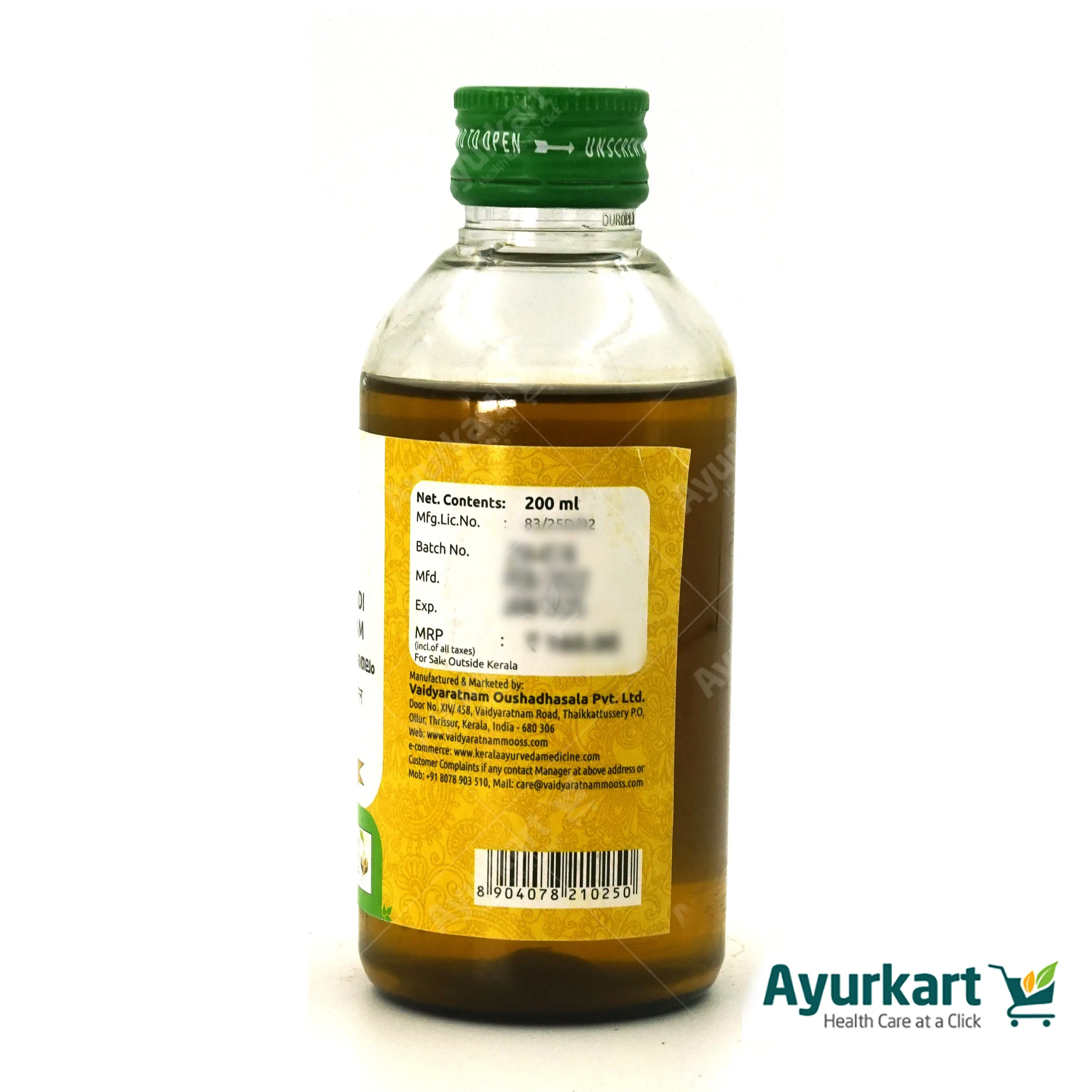 Asanavilwadi Kera Thailam - 200ML - Vaidyaratnam - Image 3