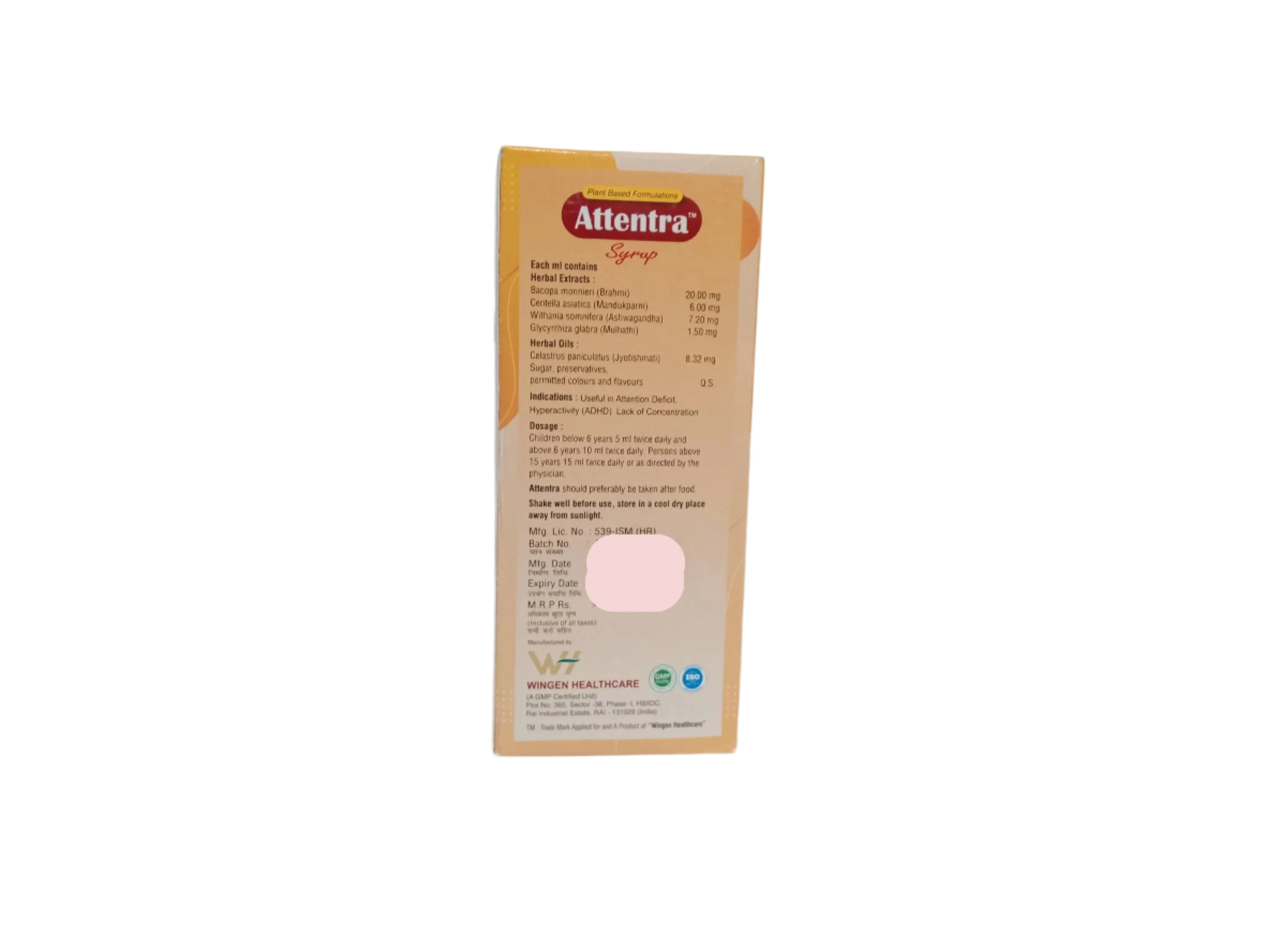 ATTENTRA SYRUP - 200ml - Wingen Healthcare - Image 2