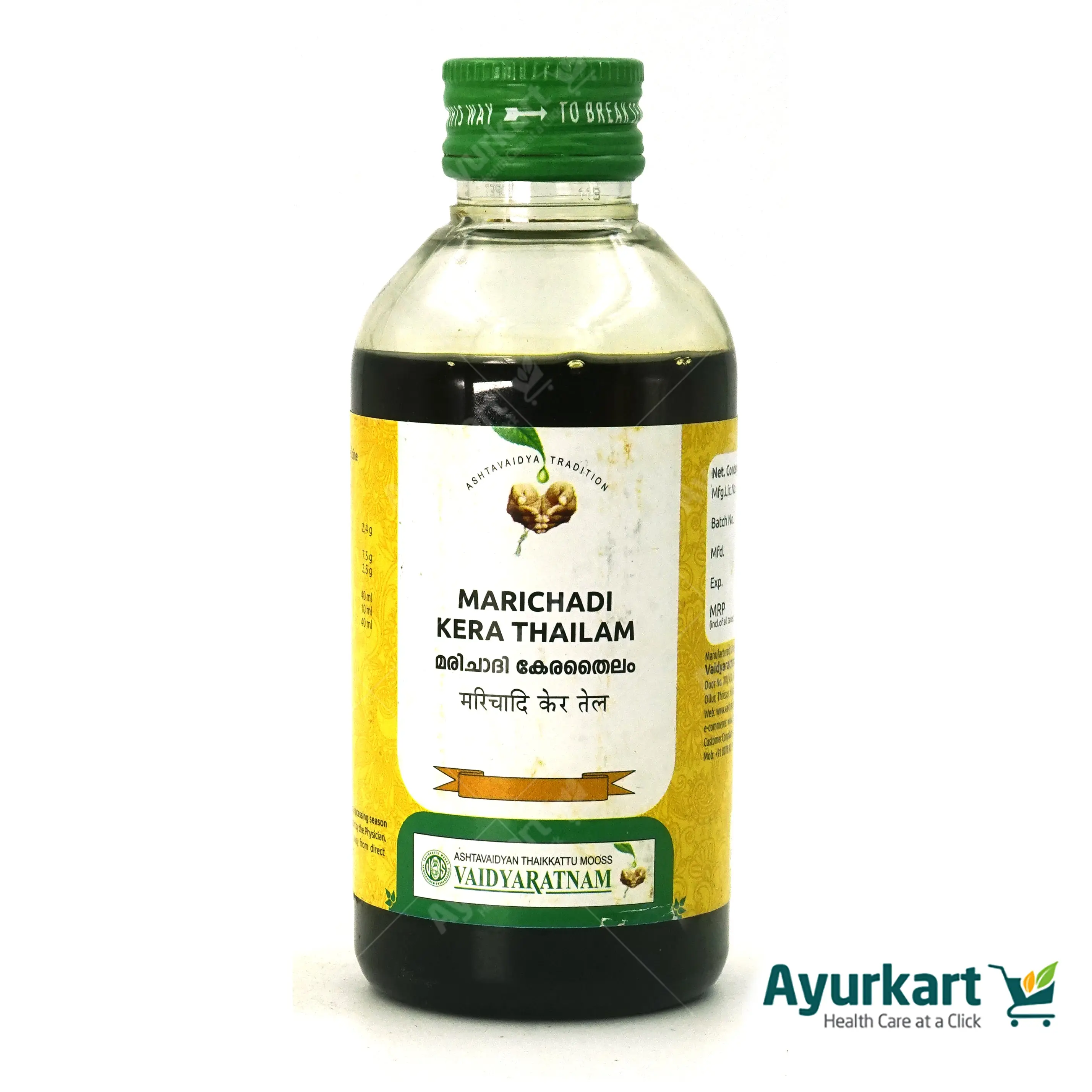 Marichadi Kera Thailam - 200ML - Vaidyaratnam - Image 3