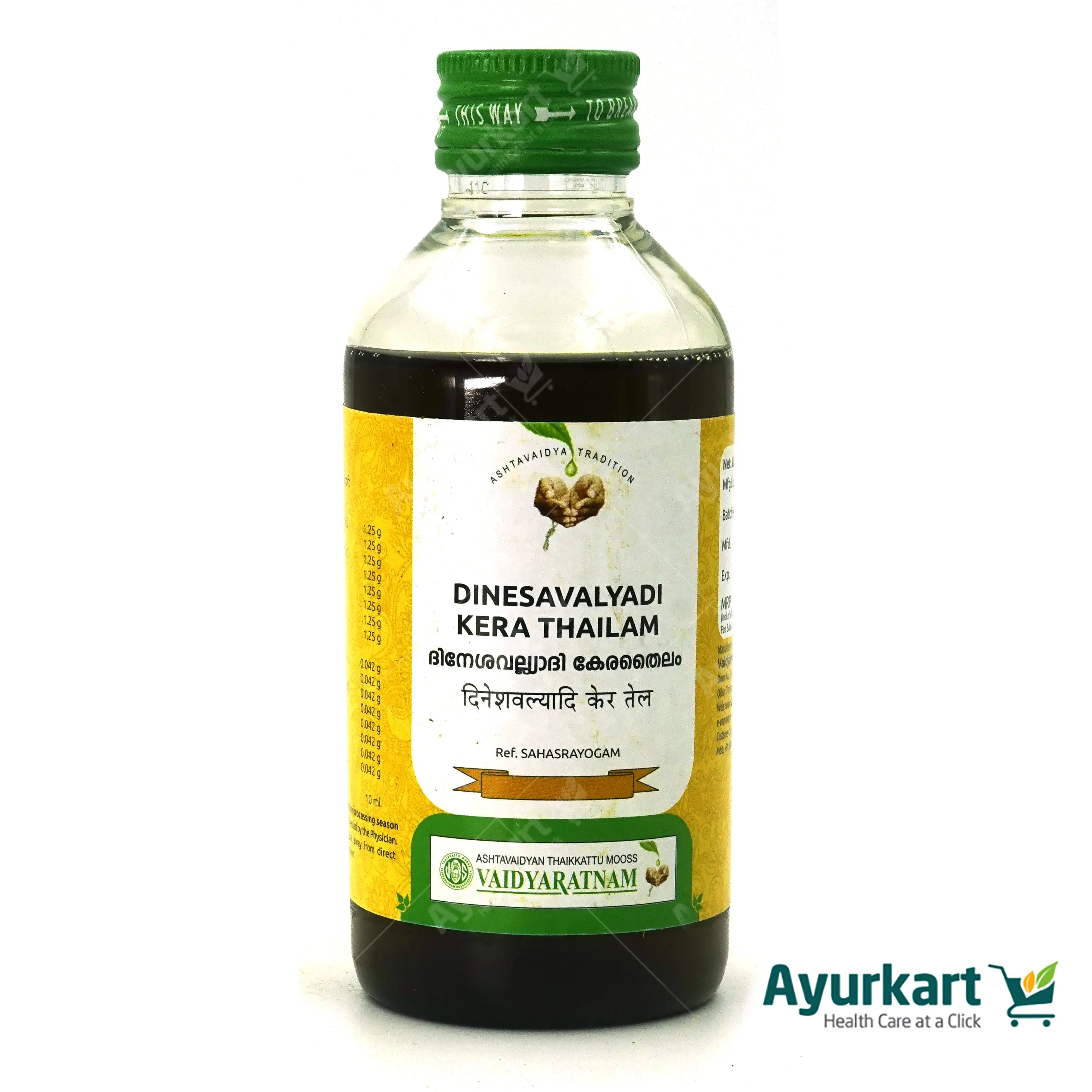Dinesavalyadi Kera Thailam - 200ML - Vaidyaratnam - Image 3