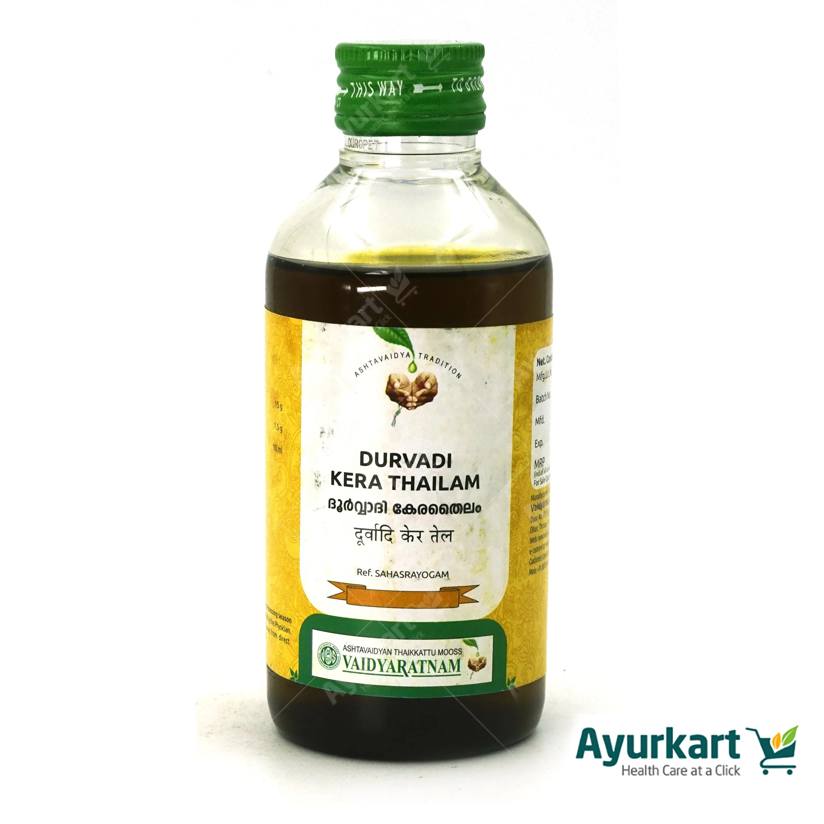 Durvadi Kera Thailam - 200ML - Vaidyaratnam - Image 3