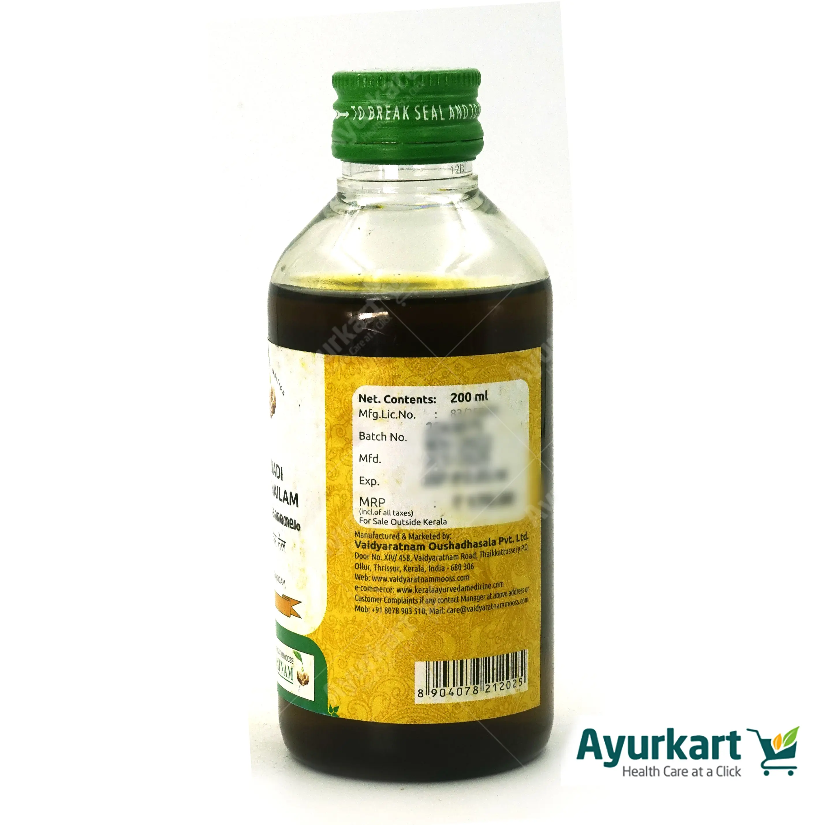 Durvadi Kera Thailam - 200ML - Vaidyaratnam - Image 5