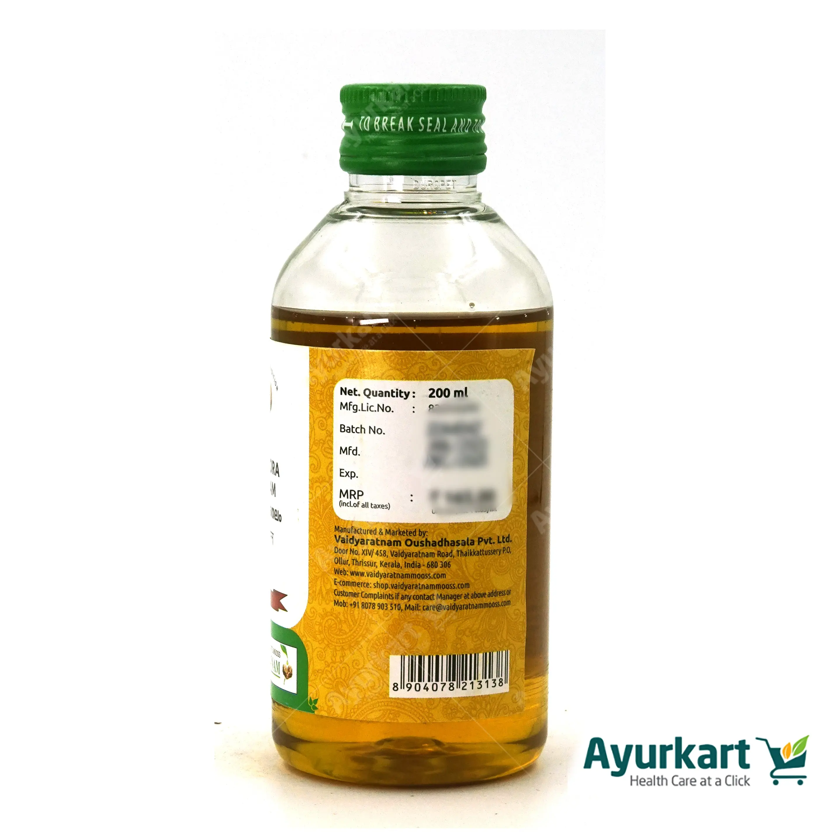 Karpoora Thailam - Vaidyaratnam 200ml - Image 5