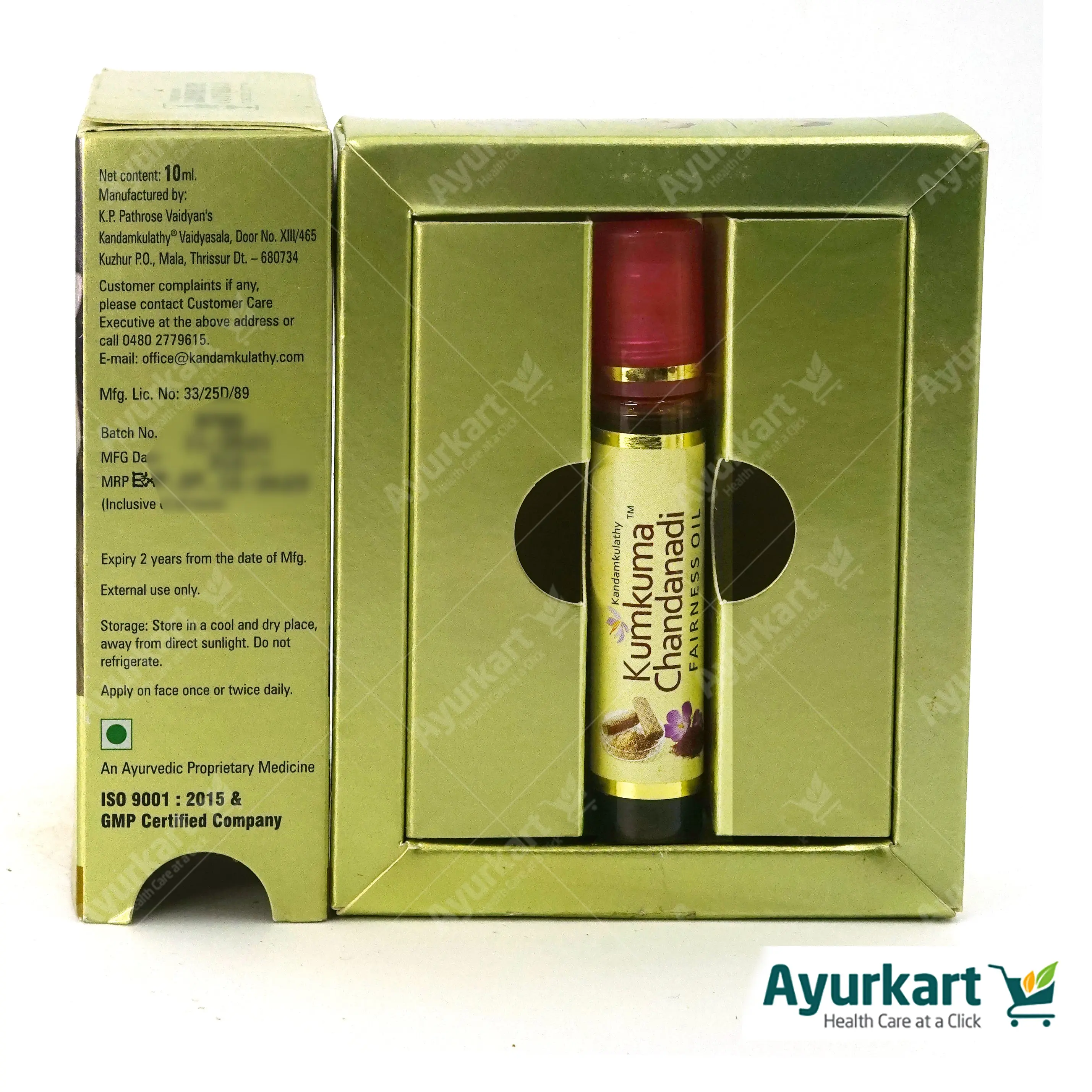 Kumkuma Chandadi Fairness Oil - 10ML -Kandamkulathy Vaidyasala - Image 4