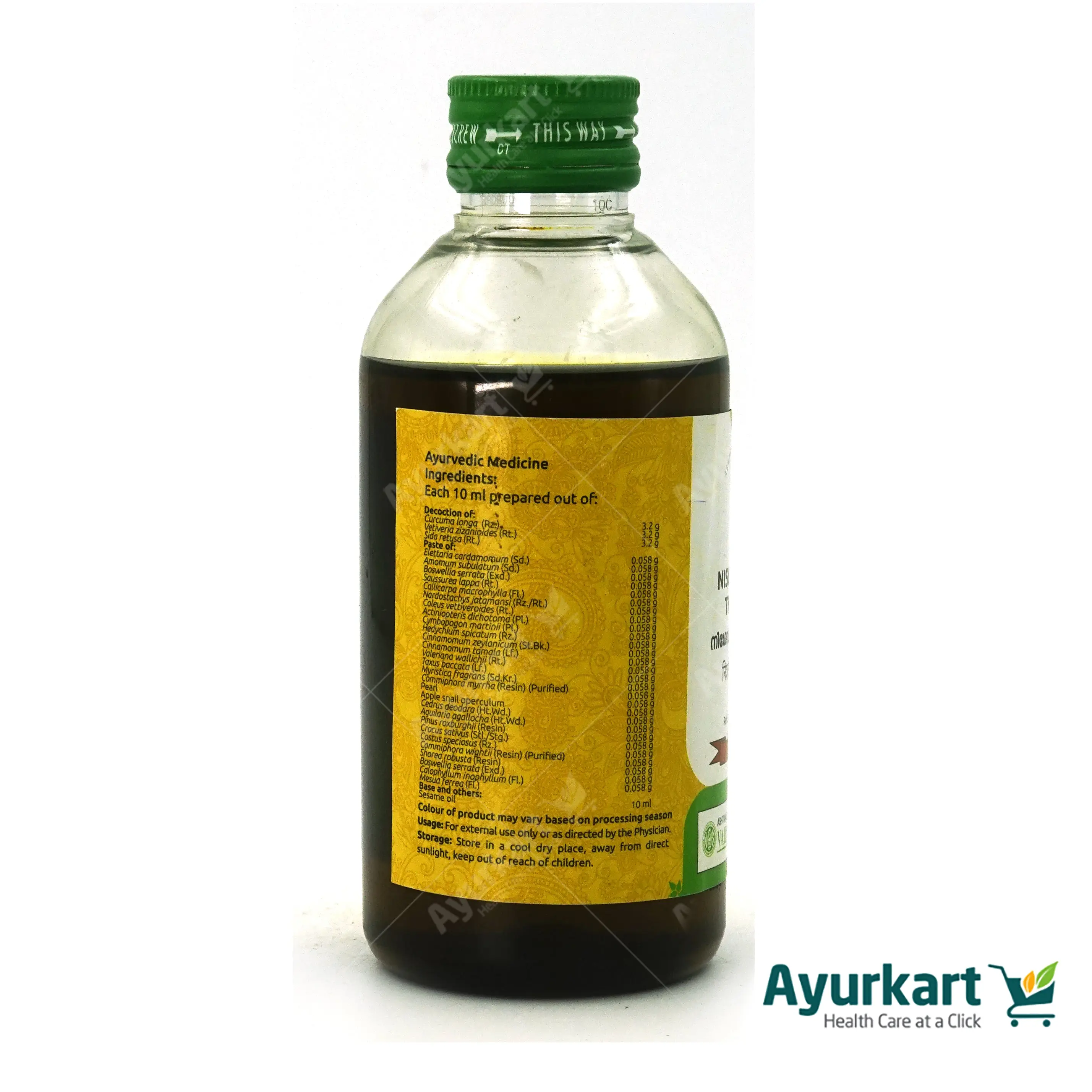 Nisoseeradi Thailam - 200ML - Vaidyaratnam - Image 3