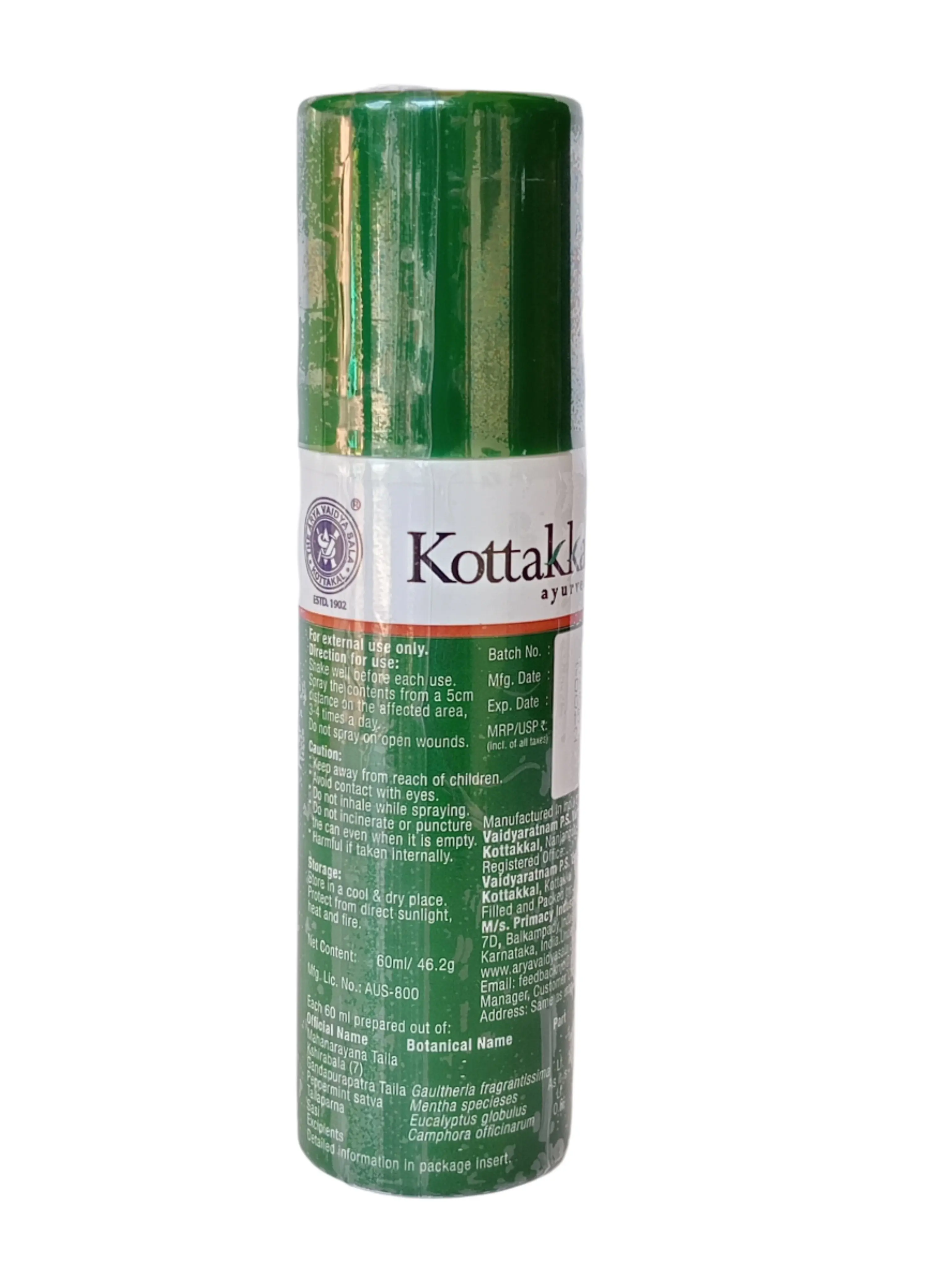 Pain Spray - Kottakkal-  60ML - Image 3