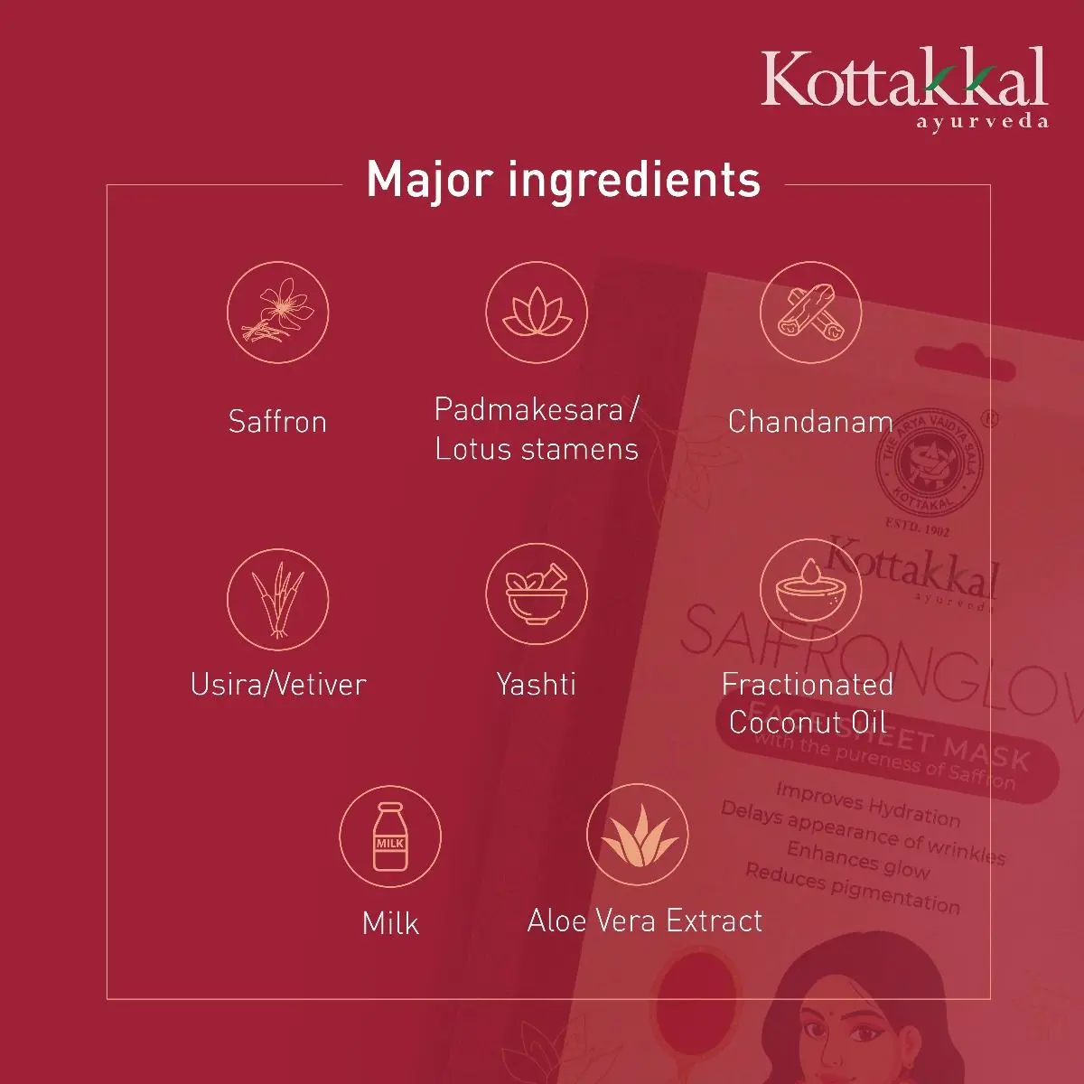Saffronglow - Face Sheet Mask - KOTTAKKAL ARYA VAIDYASALA - Image 4
